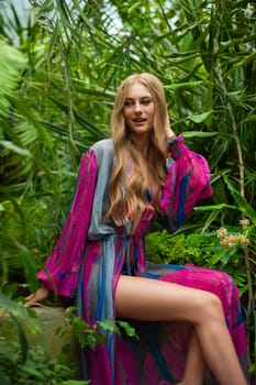 Woman wearing summer clothes on tropical resort