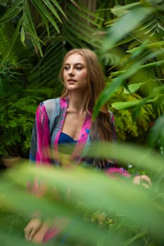 Woman wearing summer clothes on tropical resort