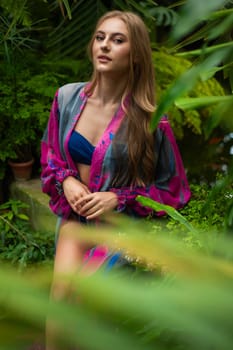 Woman wearing summer clothes on tropical resort