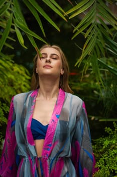 Woman wearing summer clothes on tropical resort