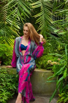 Woman wearing summer clothes on tropical resort