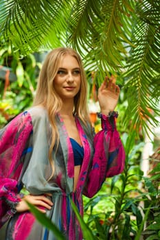 Woman wearing summer clothes on tropical resort