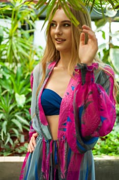 Woman wearing summer clothes on tropical resort