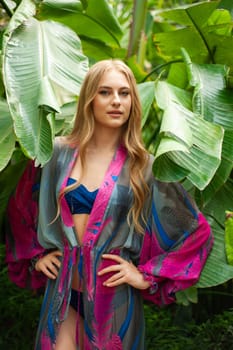 Woman wearing summer clothes on tropical resort