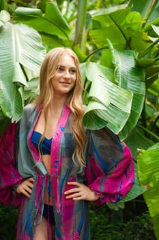 Woman wearing summer clothes on tropical resort