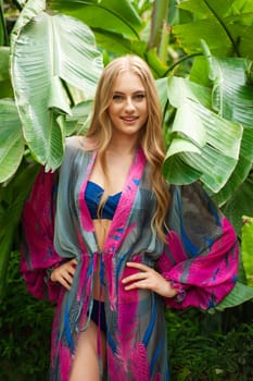 Woman wearing summer clothes on tropical resort