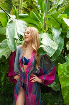 Woman wearing summer clothes on tropical resort