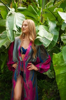 Woman wearing summer clothes on tropical resort