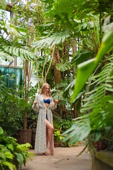 Woman wearing summer clothes on tropical resort