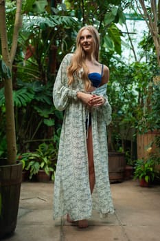 Woman wearing summer clothes on tropical resort