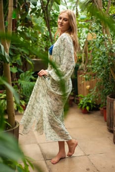 Woman wearing summer clothes on tropical resort