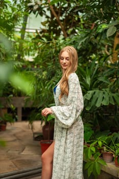 Woman wearing summer clothes on tropical resort