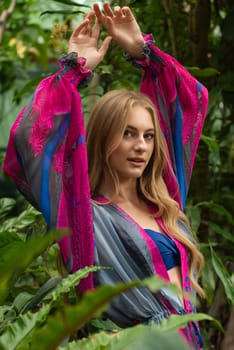 Woman wearing summer clothes on tropical resort