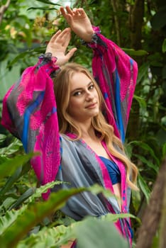 Woman wearing summer clothes on tropical resort