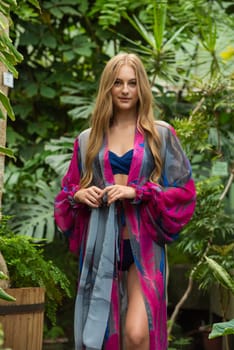 Woman wearing summer clothes on tropical resort