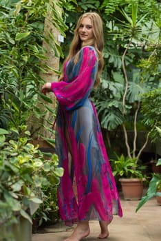 Woman wearing summer clothes on tropical resort