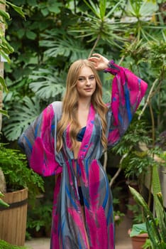 Woman wearing summer clothes on tropical resort