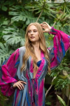 Woman wearing summer clothes on tropical resort