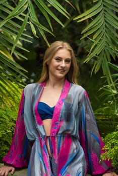 Woman wearing summer clothes on tropical resort