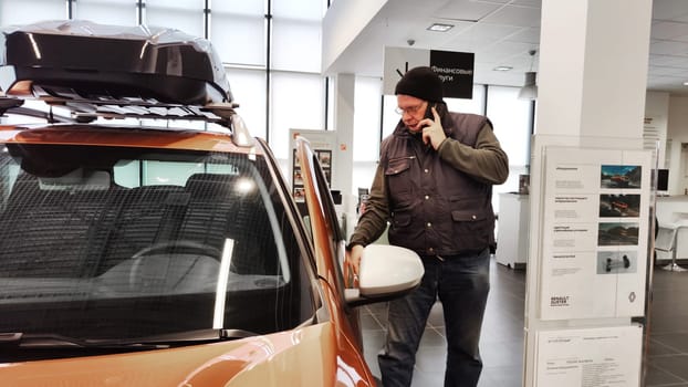 Cheboksary, Russia - March 20, 2023: Cars in showroom of dealership Renault