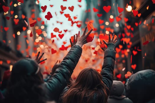 people on the street celebrate valentines day with love and joy pragma