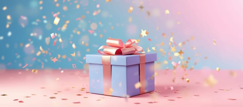 Surprise with Festive Delights: A Colorful Gift Box with Ribbon and Bow, Celebrating a Merry Winter Birthday