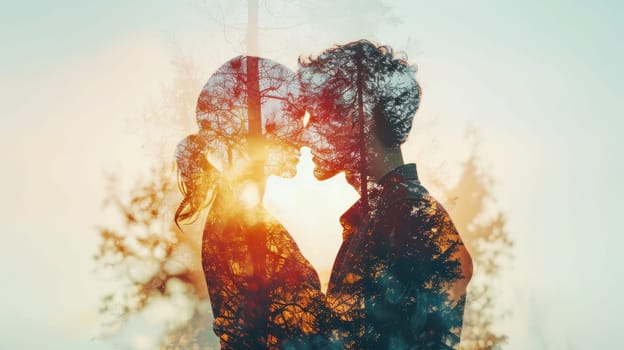 young couple in love , beautiful nature background , valentines day pragma