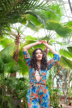 woman wearing summer clothes on tropical resort