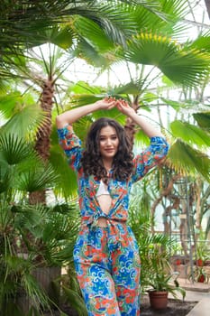 woman wearing summer clothes on tropical resort