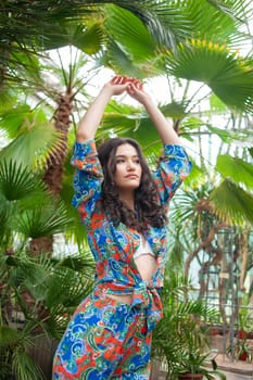 woman wearing summer clothes on tropical resort