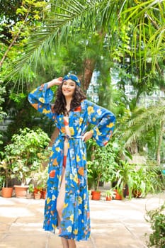 woman wearing summer clothes on tropical resort