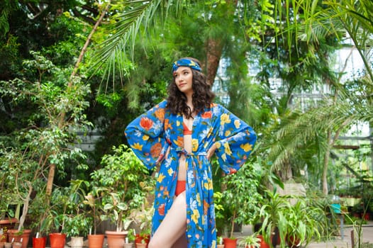 woman wearing summer clothes on tropical resort