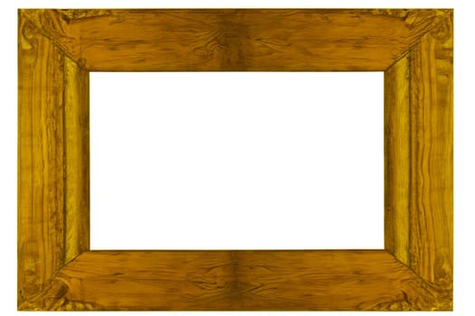 ai generated gold old oak picture frame landscape portrait isolated on trandparent background