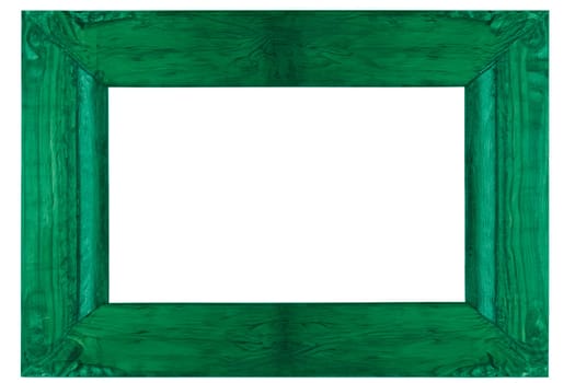ai generated green painted old oak picture frame landscape on trandparent background