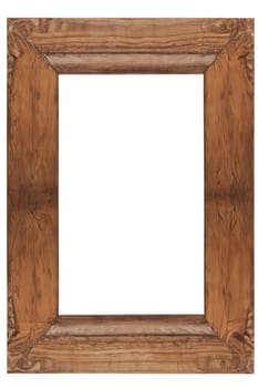 ai generated old oak picture frame portrait isolated on trandparent background