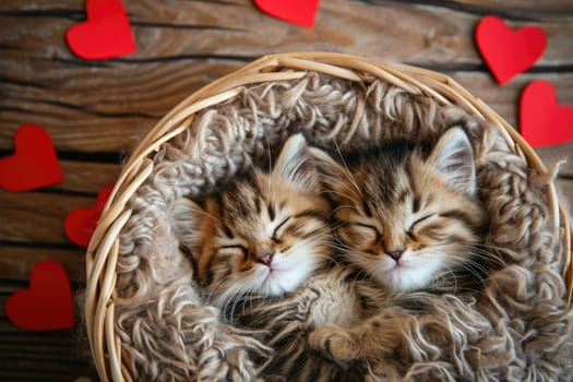 Cute cat couple in love on valentines day Pragma