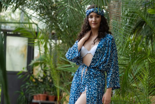 woman wearing summer clothes on tropical resort
