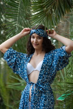 woman wearing summer clothes on tropical resort