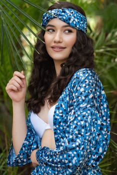 woman wearing summer clothes on tropical resort