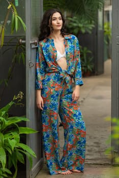 woman wearing summer clothes on tropical resort