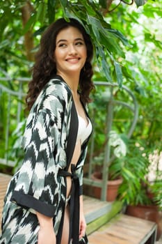 woman wearing summer clothes on tropical resort