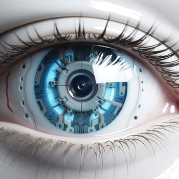 Futuristic Blue Iris: The Cyber Vision of Virtual Identity and Biometric Security