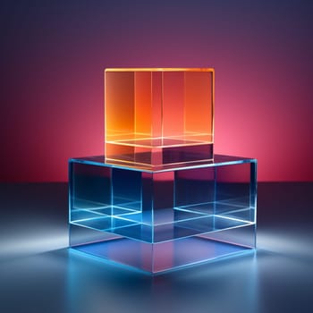 3d rendering, yellow pink squares, neon light, blank frames, abstract ultraviolet background, glowing lines, portal, vibrant colors, empty virtual windows, night club interior, fashion podium