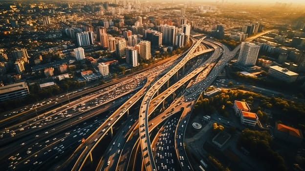 Aerial photography bird-eye view of City viaduct bridge road streetscape landscape . High quality photo