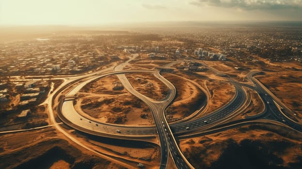 aerial view of a highway intersection. High quality photo