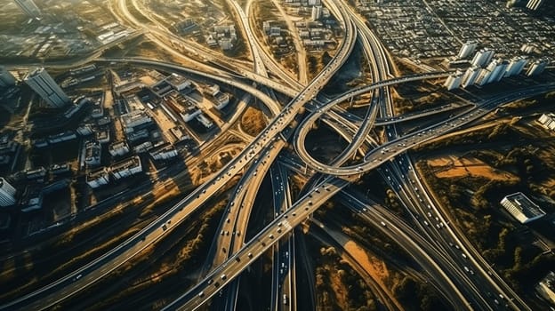 aerial view of a highway intersection. High quality photo