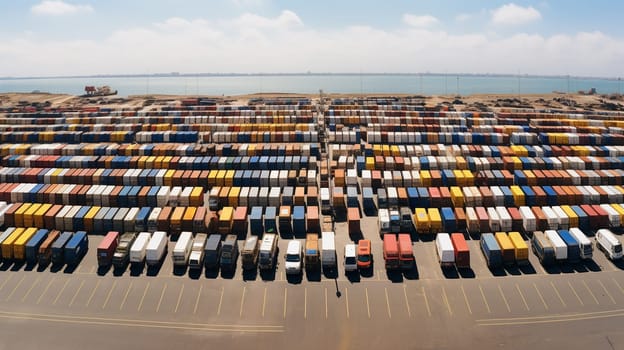 Aerial photography of container terminal. High quality photo