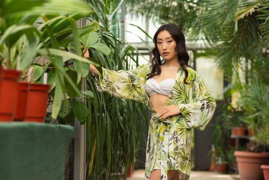 woman wearing summer clothes on tropical resort