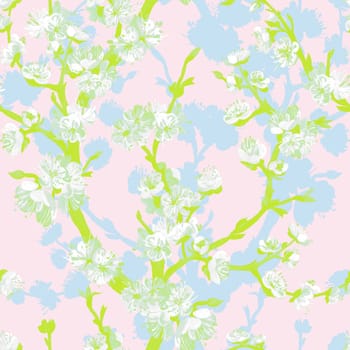 Abstract pattern with sakura silhouettes for textile