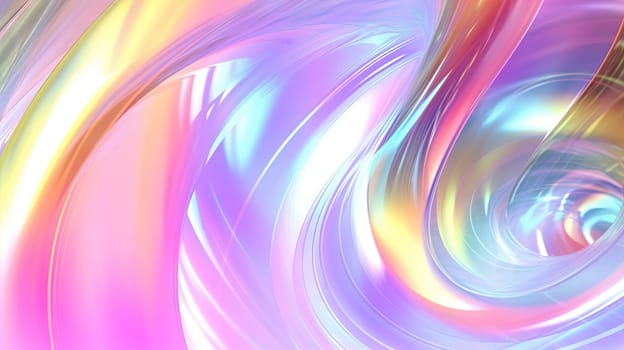 Abstract holographic waves on the iridescent background. Generated AI